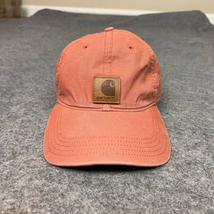 Carhartt Mens Hat Strap Back Adjustable Orange Patch Logo Canvas Workwear Dad