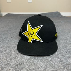 Rockstar Mens Hat Snapback Trucker Black Yellow New Era Drink Skater Y2k HipHop