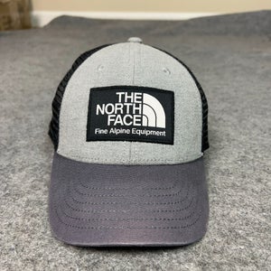 North Face Mens Hat Snapback Gray Black Trucker Hiking Outdoor Gorp Cap Logo