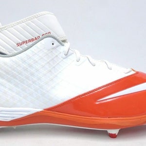 Nike Lunar Super Bad Pro D Orange and White Football Cleats - Size 13.5