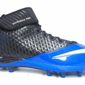 Nike Lunar Super Bad Pro TD Black and Blue Football Cleats - Size 16