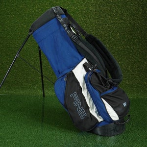 ORIGINAL PING HOOFER STAND BAG 4 WAY DIVIDERS CARRY BAG, BLUE ~ CLUB LOGO!