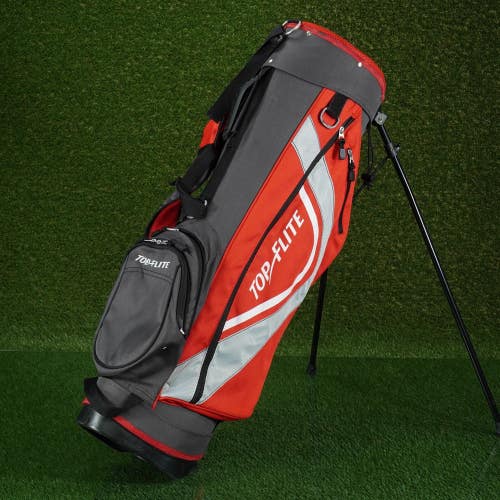 TOP FLITE STAND BAG 6 WAY DIVIDERS GOLF CARRY BAG, RED / GREY ~ L@@K!!