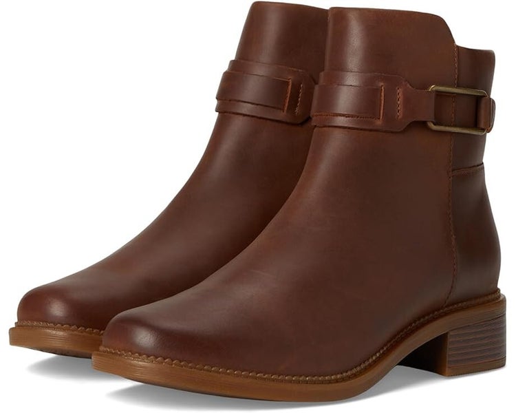Clarks Maye Bella 26179643 Boots Womens US 8.5 Tan Leather Round Toe Ankle PQ219
