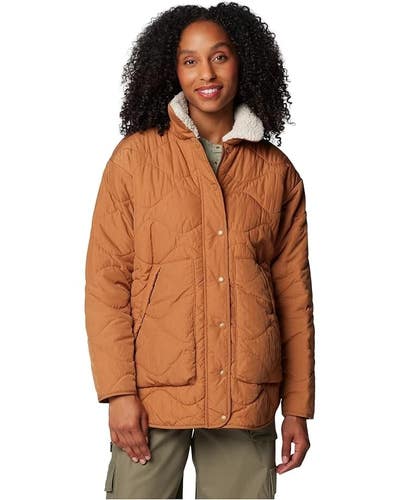 Columbia Birchwood II Jacket Women's XL Camel Brown Quilted Sherpa Lined QLW190