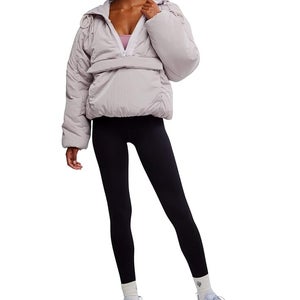 Free People In A Pillow Puffer Jacket Womens Small Gray Packable Pullover QLW182