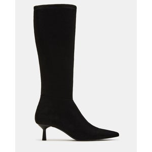 Steve Madden Astoria Women's US 8 Black Suede Knee High kitten Heel Boots PQ250