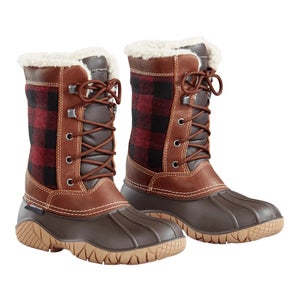 Baffin Jasper CANAW002 Winter Boot Women 8 Brown Plaid Faux Fur Waterproof PQ220