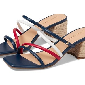Tommy Hilfiger Cehmi Sandals Women's 9.5 Dark Blue Squared Toe Block Heel PQ226