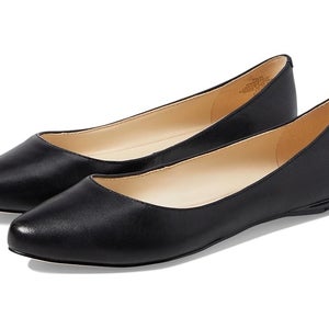 Nine West Speakup Flats Women US 10 Black Leather Slip On Almond Toe Shoes PQ209