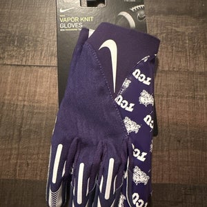 Nike TCU Horned Frog Team Issued Vapor Knit 4 Football Gloves Purple 2XL XXL New