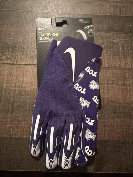 Nike TCU Horned Frog Team Issued Vapor Knit Football Gloves