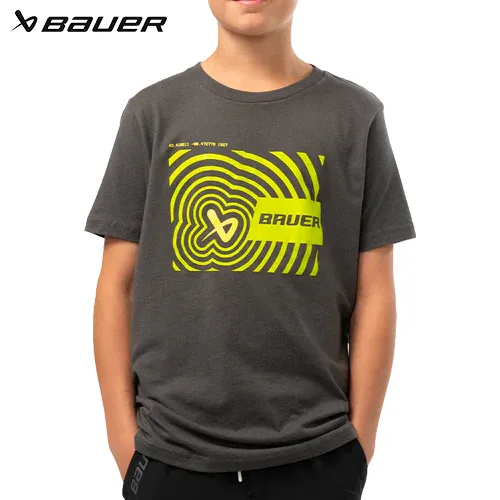 Yth Medium Bauer Icon Illusion T-Shirt - Gray (New)