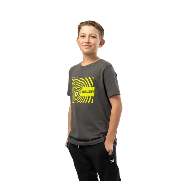 Yth Medium Bauer Icon Illusion T-Shirt - Gray (New)