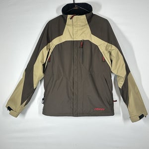 #2677 Spyder Brown Ski Snowboard Jacket Nylon Hooded Coat Logo Insulated Mens/S