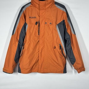 #2678 Columbia Sportswear Sz 18/20 Orange Gray Zip Up Jacket Hood For Youth