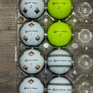 8 TaylorMade TP5 / TP5X Golf Balls with Pix and Stripe Designs + 2 Yellow