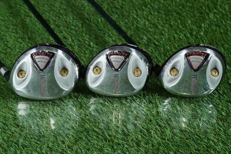 WARRIOR EXTREME WEIGHTED WOODS SET 3W, 5W, 7W HARRISON LONG DRIVE RH 15 21 24