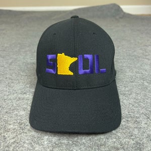 Minnesota Vikings Mens Hat Large Flex Black Purple Cap SKOL Football NFL Logo