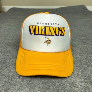 Vintage Minnesota Vikings Men Hat Snapback White Yellow Trucker Football NFL Cap