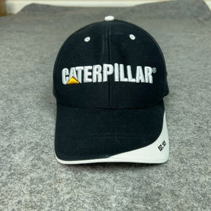 CAT Caterpillar Mens Hat Strap Back Black White Cap Construction Farming Dad