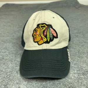Chicago Blackhawks Mens Hat Strap Back Beige Black Logo Cap Hockey NHL Dad Sport