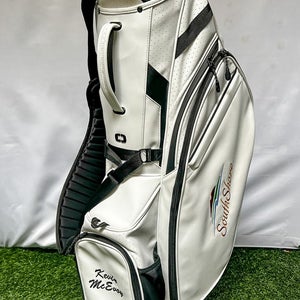 Used Ogio Shadow White Leather Stand Golf Bag 4 Way Dividers Rainhood Included