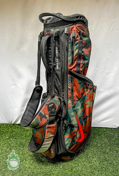 Used Nike Air Hybrid Black Camo Golf Stand Bag 14-Way With Strap w