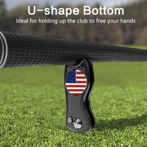 American Flag Golf Divot Tool (Black) – Fix Divots in Star-Spangled Style!