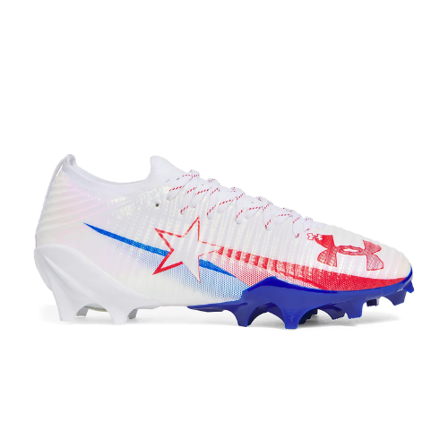 red white and blue football cleats