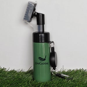 UniCaddie Press Golf Club Brush (Green)– Leak-Proof 4oz Water Bottle & Clip for On-the-Go Clean!