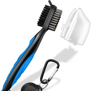 Golf Club Brush with Retractable Zip-line (Blue) – Clean Clubs, No Hassle!
