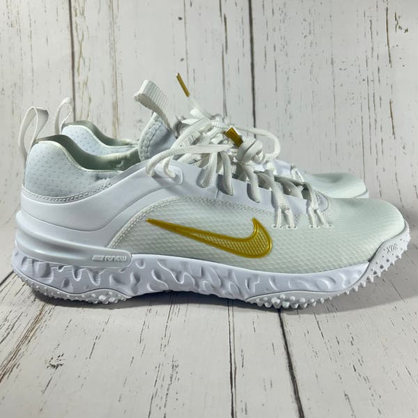 Nike Huarache 9 Elite TF Turf LAX Lacrosse Shoes White Gold  display picture 3