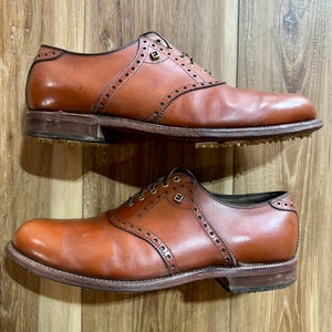 Vintage FootJoy Classics 8814A Brogue Leather Golf Shoes, Brown, 10