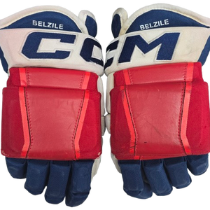 CCM HG97 Pro Stock Custom Hockey Gloves 14" Rangers belzile Used (4) (13774)