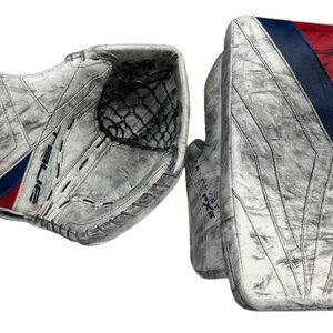 True Catalyst PX5 Custom Pro Goalie Glove and Blocker Pro Stock Used AHL Garand (13804)