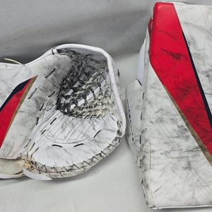 Bauer Hyperlite 2 Pro Goalie Glove And Blocker Pro Stock NHL KNIGHT Used (13847)