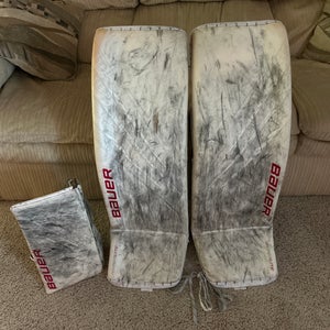 XL Bauer Hyperlite Goalie Leg Pads With Blocker Pro Stock