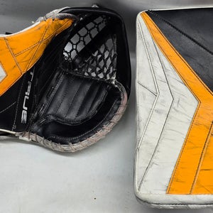 True Catalyst PX3 Pro Goalie Glove And Blocker Pro Stock NCAA Used (13860)