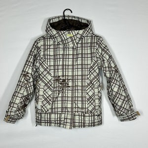 #2698 Girls Roxy vintage plaid snowboarding jacket brown floral Sz M
