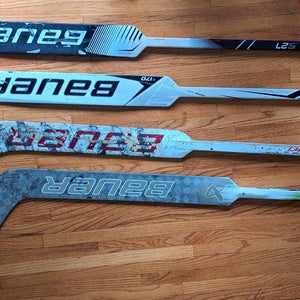 Bundle: 1 (one) Senior Bauer Hyperlite 2 Regular Goalie Stick 26" Paddle (Used)+3 older sticks