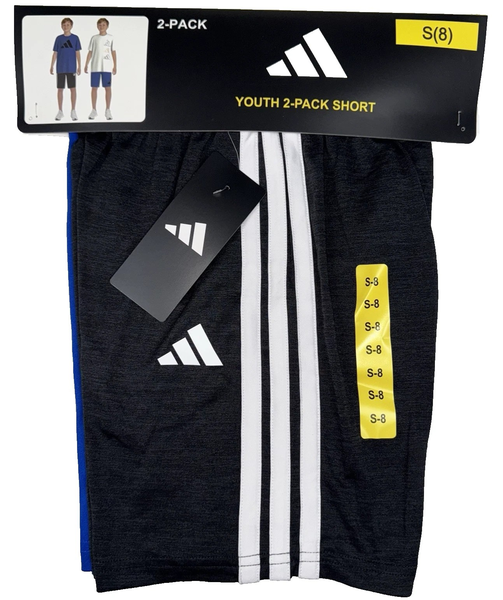 Adidas Shorts 2-Pack Boys Size Small (8) Black & Blue Youth Basketball Athletic