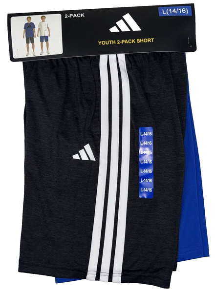 Adidas Shorts 2-Pack Boys Size Large (14/16) Black & Blue Youth Basketball