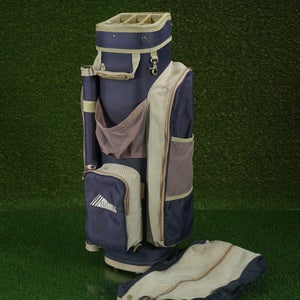 DATREK CART BAG 7 WAY DIVIDERS GOLF BAG, BLUE / TAN ~ USED!!