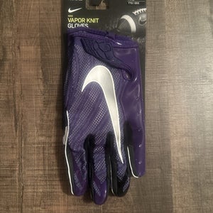 NIKE VAPOR KNIT 3.0 NCAA TCU HORNED FROGS RECEIVER FOOTBALL GLOVES, L, NWT