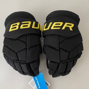 New Pro Stock Bauer Supreme Mach Vancouver Canucks Hockey Gloves Black/Yellow 14”