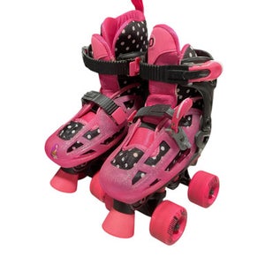 Used RollerDerby PNK/BLK SKATES Junior Roller Quad Skates Pink Adjustable 11834-S000035350