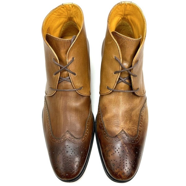 Undandy Mens Ankle Chukka Wingtip Brogue Dress Boots Brown  display picture 2