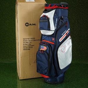 RAM GOLF FX DELUXE CART BAG 14 WAY DIVIDERS GOLF BAG, RED/WHITE/BLUE ~ BRAND NEW