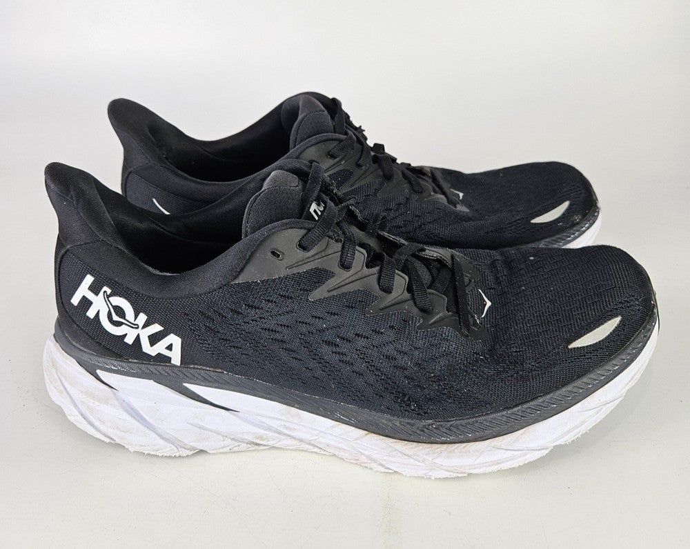 Hoka One One Mens Clifton 8 1119393 BWHT Black Running Shoes  display picture 1